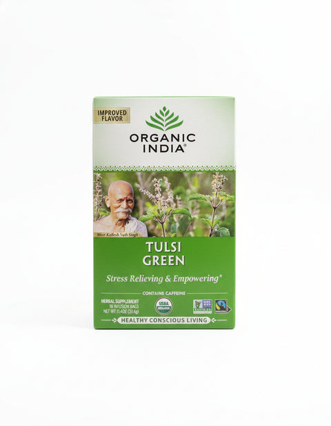 Organic India Tulsi Green 1.14 OZ (18 Infusion Bags) Stress Relieving & Empowering