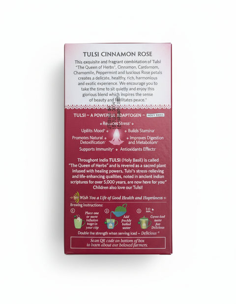 Organic India Tulsi Cinnamon Rose 1.14 OZ (18 Infusion Bags) Stress Relieving & Mystical