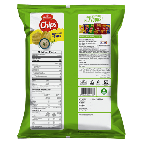 Haldiram Sour Cream & Onion Chips - 120gm