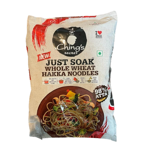 Chings Just Soak Whole Wheat Hakka Noodles-600g (98% Atta)