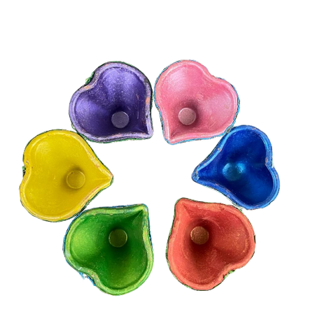 Heart Shape Multi colored Diyas-Pack of 6