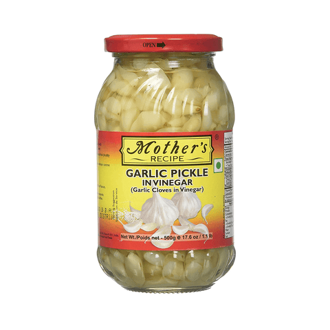 Mother’s Recipe Garlic Pickle in Vinegar – 500g | Authentic Indian Spicy Garlic Achar | Tangy Vinegar Blend | Traditional Taste