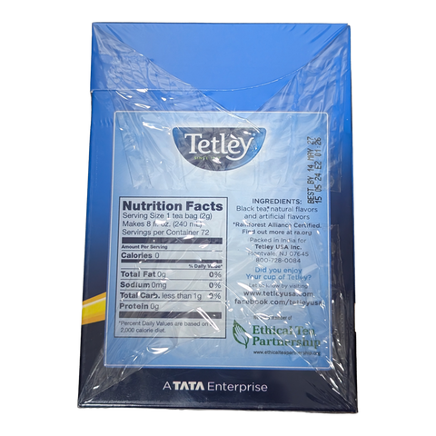 Tetley Premium Ginger Flavored Black Tea Bags, Authentic Indian Spiced Chai, 72 Count (5.08 oz)