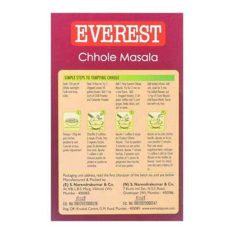 Everest Chole Masala, Authentic Indian Spice Blend, 100g Box