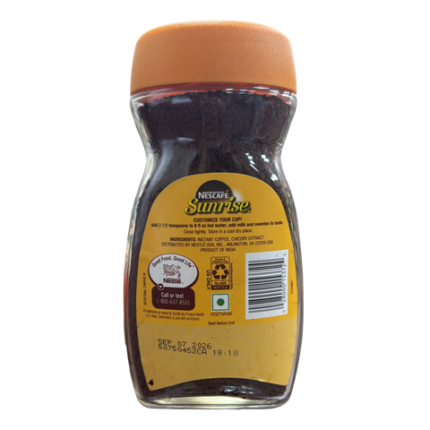 Nescafe Sunrise Instant Coffee – 190g Export Pack Bottle | Rich Aroma & Flavor | Premium South Indian Blend