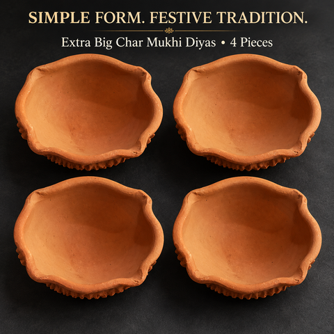 Extra Big Char Mukhi Diya 4pcs/tray