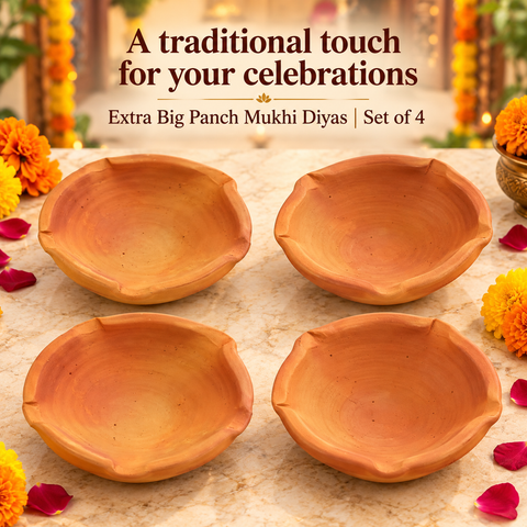 Extra Big Panch Mukhi Diya 4pcs/tray R2