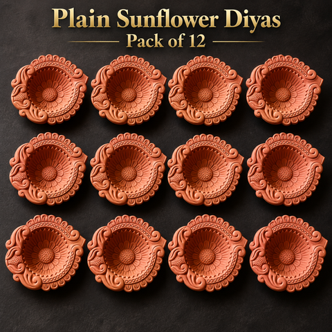 Plain Sunfower Diya 12 pieces
