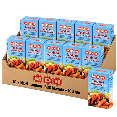 MDH Tandoori BBQ Masala, 100g x 10 Boxes, Wholesale Pack (1 kg Total) - Spice Blend for Tandoori and Barbecue