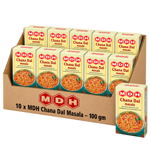 MDH Chana Dal Masala, 100g x 10 Boxes, Wholesale Pack (1 kg Total) - Spice Blend for Split Chickpea Lentils