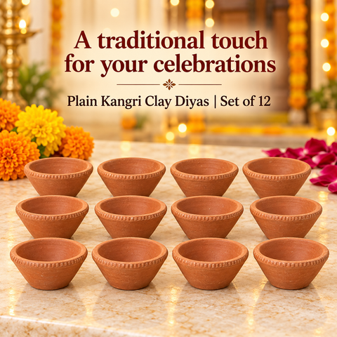 Plain Kangri Diyas 12 Pieces