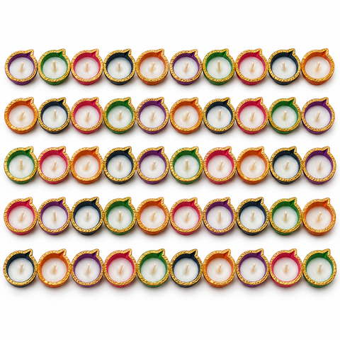 Painted Mini Diyas with Wax 50pcs R1