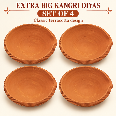 Extra Big Kangri Diya 4pcs/tray