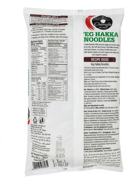 Ching's Secret Veg Hakka Noodles, Authentic Indo-Chinese Stir-Fry, 100% Vegetarian, 840gm Export Pack