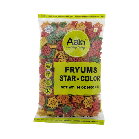 Aara Fryums Fry & Eat Star Color – 400g | Multicolor Ready-to-Fry Indian Snack