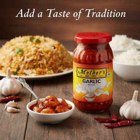 Mother’s Recipe Garlic Pickle – 300g | Authentic Indian Spicy Garlic Achar | Traditional Taste | Ready to Serve