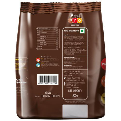 Amul Pro Chocolate Malt Drink – 500mg x 2 Pack | High Protein Energy Drink with Vitamins & Minerals