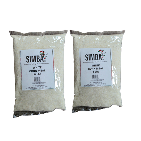 Simba White Corn Meal - 4LB (1.81 kg) x 2 Packs| Gluten-Free & Premium Quality Cornmeal for Baking & Cooking