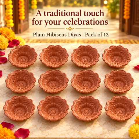 Plain Hibiscus Diyas 12 Pieces