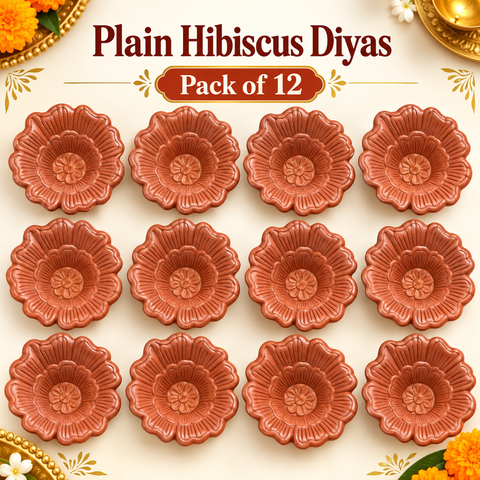 Plain Hibiscus Diyas 12 Pieces