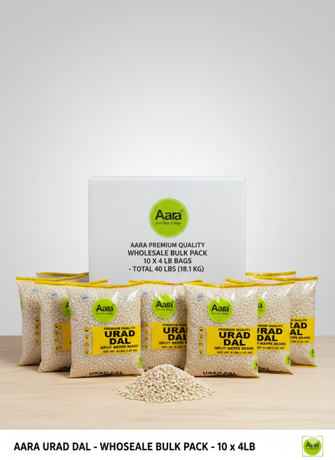 40 Lbs Wholesale Aara Urad Dal (Split Matpe Beans) - 4 lbs*10 Pack (1 Case)