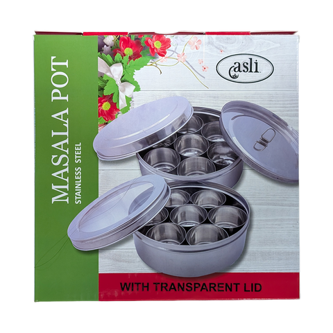 Stainless Steel Glass Top Masala Dubba 13 Inches