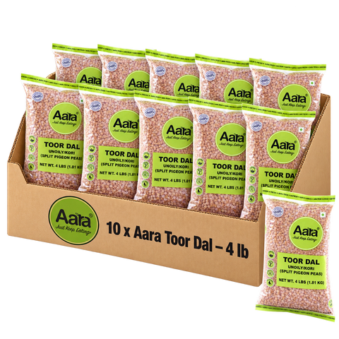 40 Lbs Wholesale Toor Dal Lentil - Aara Brand - 4Lbs X 10 Bags (1 Case)