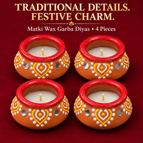 Decorated Matki Wax Garba Diya 4 Pieces