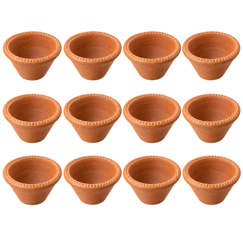 Plain Kangri Diyas 12 Pieces