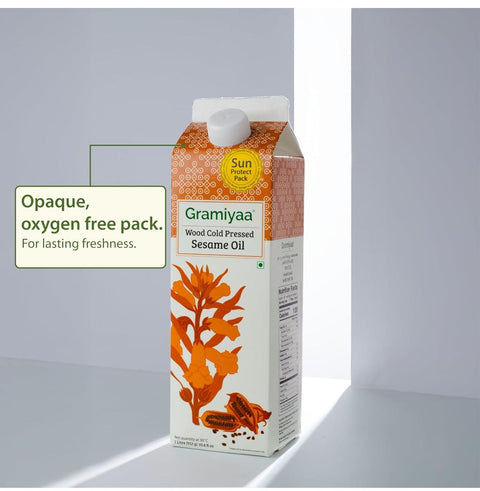 Gramiyaa Wood Cold Pressed Sesame Oil – 1L | 100% Natural & Unrefined Gingelly Oil | Cold Pressed | Ideal for Cooking, Skin & Hair | No Chemicals or Preservatives