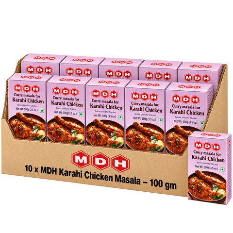 MDH Karahi Chicken Masala, 100g x 10 Boxes, Wholesale Pack (1 kg Total) - Spice Blend for Chicken Curry