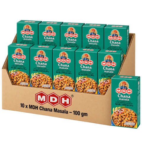 MDH Chana Masala, 100g x 10 Boxes, Wholesale Pack (1 kg Total) - Spice Blend for Chickpea Curry
