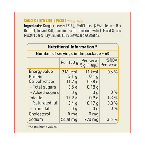 Priya Gongura Red Chilli Pickle Without Garlic - 300g | Authentic Andhra Style Achar | Spicy & Tangy Roselle Leaves Pickle | Traditional Indian Taste