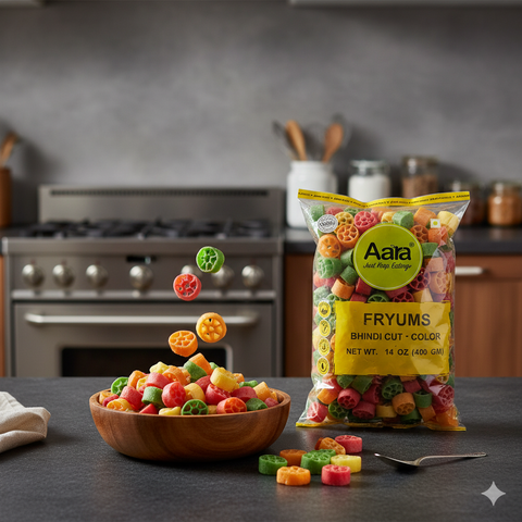 Aara Fryums Fry & Eat Bhindi Cut Color - 400 GM