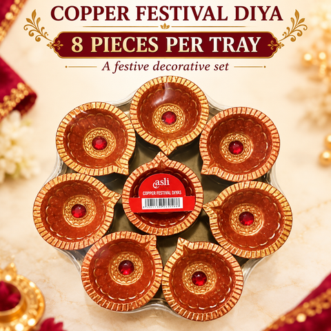 Copper Festival Diya 8pcs/tray
