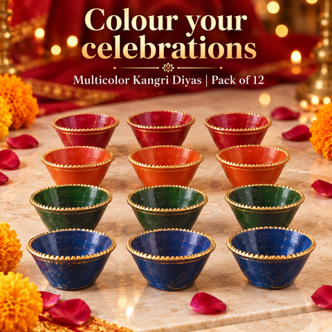 Painted Kangri Tricolour (CGS) Diyas (doz) R2
