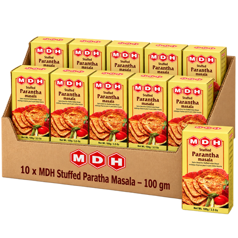 MDH Stuffed Paratha Masala, 100g x 10 Boxes, Wholesale Pack (1 kg Total) - Spice Blend for Indian Bread Fillings