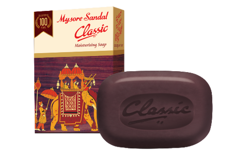 Mysore Sandal Classic Bath Soap, Natural Sandalwood Oil Bar with Moisturizers, 125g (4.4 oz)