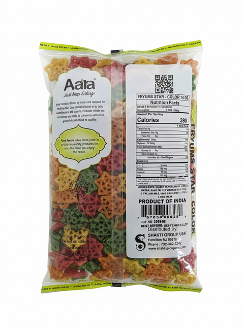 Aara Fryums Fry & Eat Star Color – 400g | Multicolor Ready-to-Fry Indian Snack