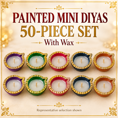 Painted Mini Diyas with Wax 50pcs R1