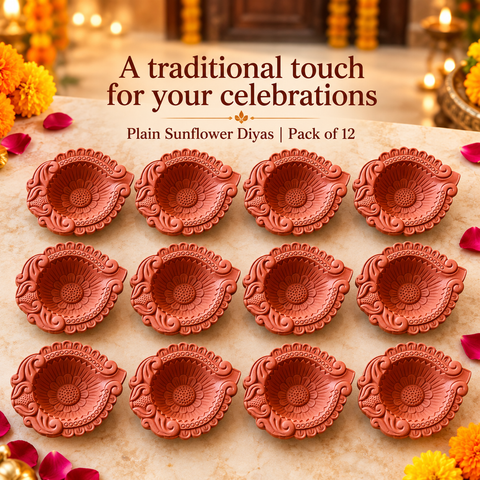 Plain Sunfower Diya 12 pieces