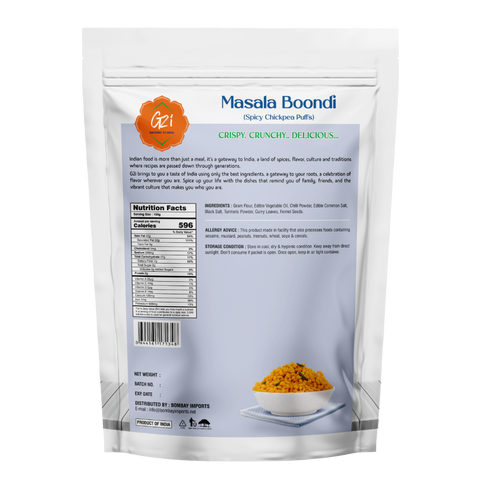 G2I Masala Boondi 400g – Spicy Chickpea Puffs, Traditional Indian Namkeen Snack