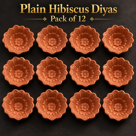 Plain Hibiscus Diyas 12 Pieces