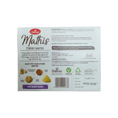 Haldiram’s Tikoni Mathi – 200g (7.06oz) | Authentic Indian Snack | Crispy & Flaky Savory Delight