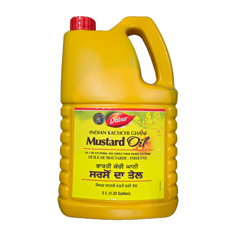 Dabur Kachi Ghani Cold Pressed Indian Mustard Oil Cooking and Pickling, 5 Liters