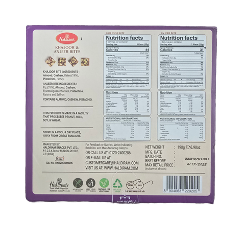 Haldiram's Khajoor And Anjeer Bites - 198gm