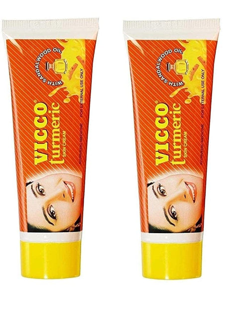 Vicco Turmeric Vanishing Skin Cream with Sandalwood Oil -80g X 2 Pack (export pack)