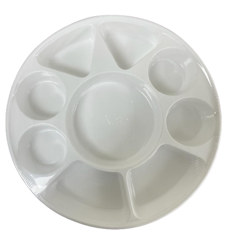 200 Pcs Round White 9 Compartment Disposable Plastic Plates
