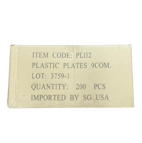 200 Pcs Round White 9 Compartment Disposable Plastic Plates