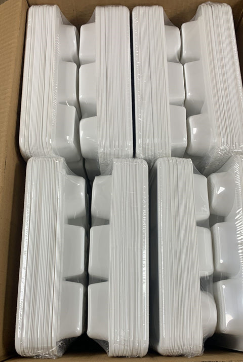 White 11 Compartment Disposable Plastic Plates - 200 Pcs